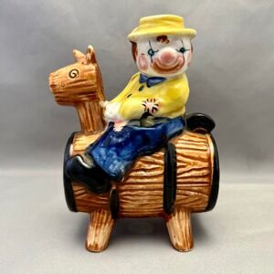 Unbranded Clown Figurine Unisex Small Brown Good Vintage Kitsch Barrel Horse